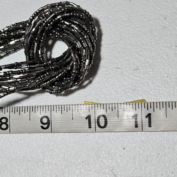 Handcrafted Elegant Silver Seed Bead Necklace and Earrings Set Fashion Jewelry - Picture 8 of 8